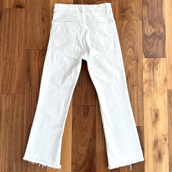 ZARA WHITE MID-RISE FLARED CROPPED JEANS size 24/2 - Picture 9 of 12